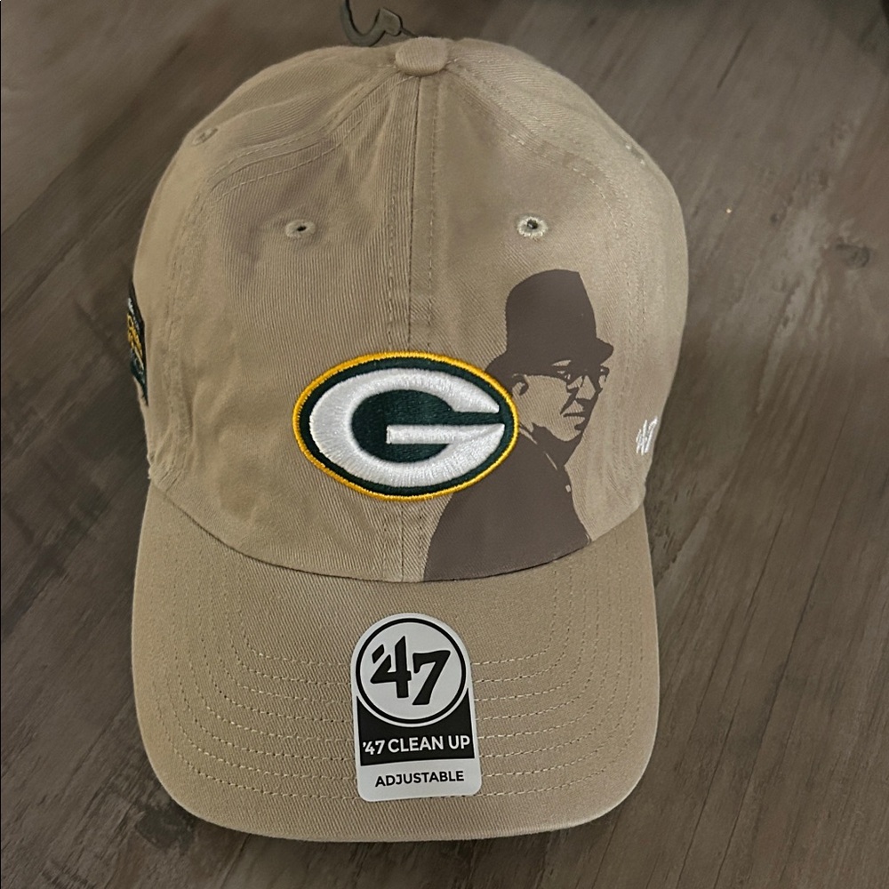 NFL 47 Brand Tan Cap with Green Bay Packers Logo Vince Lombardi OSFA